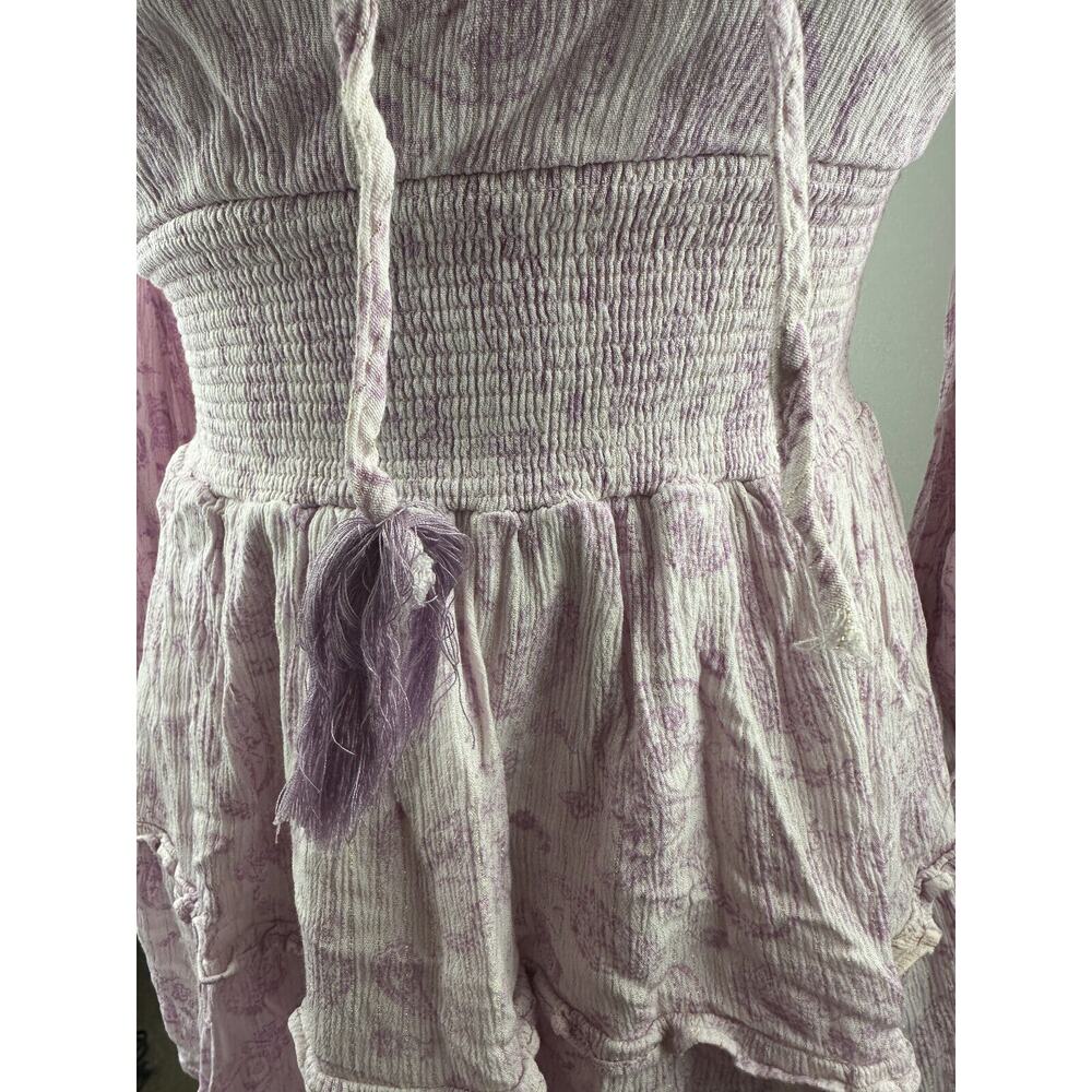 *Flawed* House of Harlow Paisley Ruffle Long Sleeve Tassel Mini Boho Dress Small - Picture 5 of 16